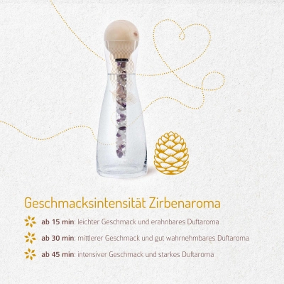 ZirbenFamilie-ZirbenKugel-EdelsteinStab Set inkl. Design Wasserkaraffe "Blume des Lebens"