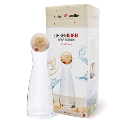 ZirbenFamilie-ZirbenKugel Set "Herz-Edition" mit Wasserkaraffe