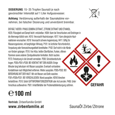 ZirbenFamilie-SaunaÖl "Zirbe / Zitrone" - 100ml