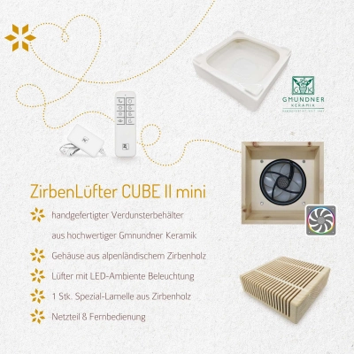 ZirbenLüfter® CUBE II mini, Luftreiniger für Räume bis 20m²