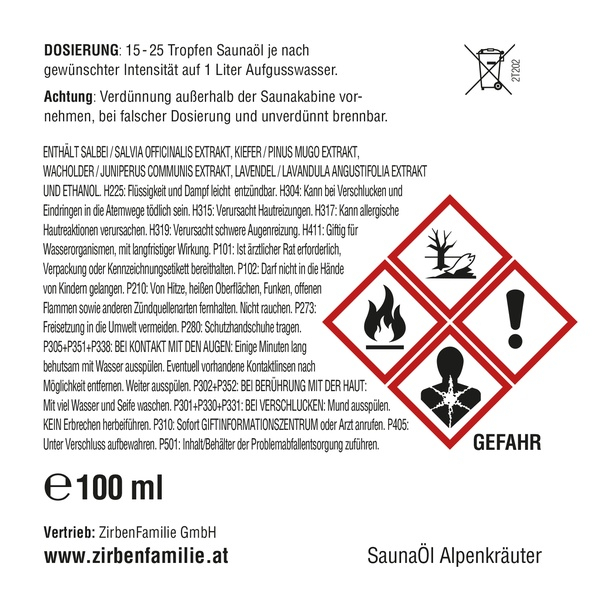 ZirbenFamilie-SaunaÖl "Alpenkräuter" - 100ml