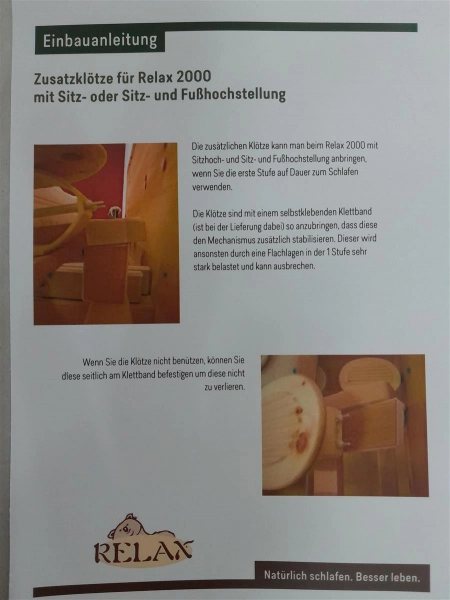 Relax 2000 - 1.Stufe-Schläfer Klötze mit Klettband für Kopfhochstellung (VE= 1 Paar)