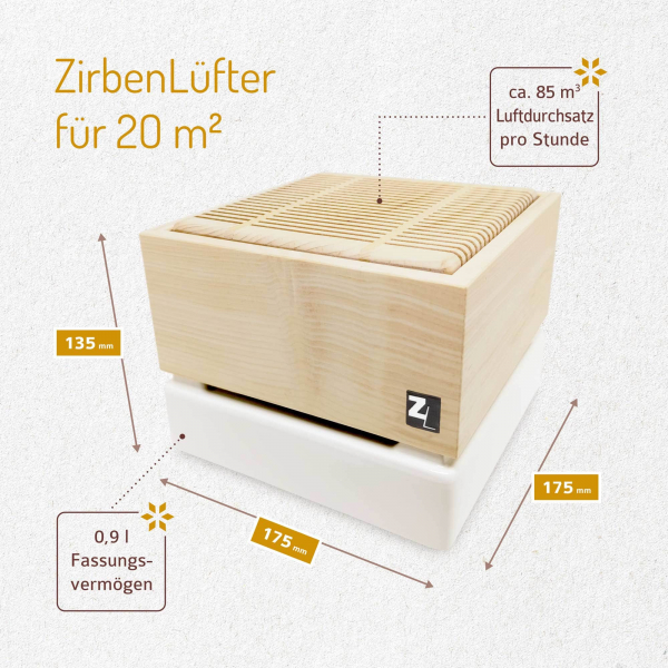 ZirbenLüfter® CUBE mini II, Luftreiniger für Räume bis 20m²